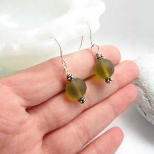 Vintage bead and Bali silver earrings